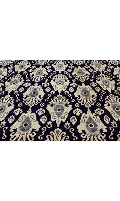 9 x 12 Transitional Navy Blue Ikat Rug 30269