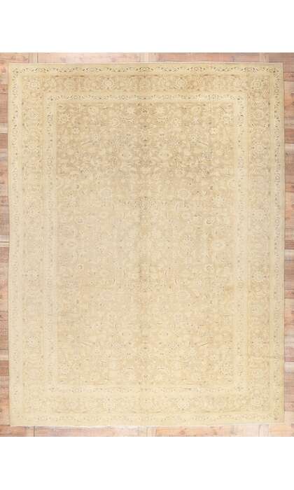 10 x 13 Neutral Vintage Persian Tabriz Rug 60688