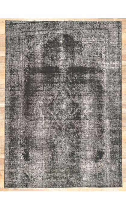 9 x 13 Vintage Black Overdyed Rug 60676