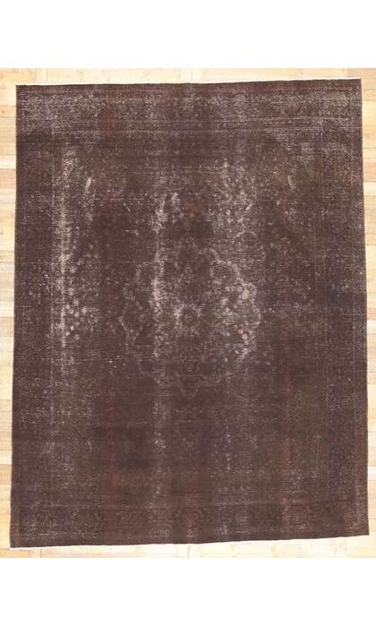 10 x 13 Vintage Turkish Brown Overdyed Rug 60694