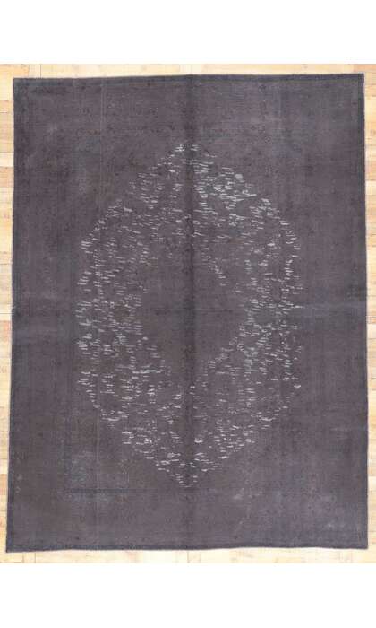 10 x 13 Vintage Turkish Gray Overdyed Rug Modern Industrial 60774