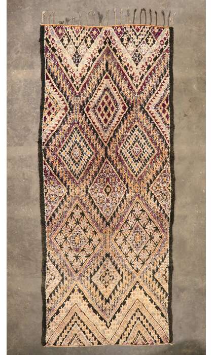 7 x 17 Vintage Brown Beni MGuild Moroccan Rug 21022