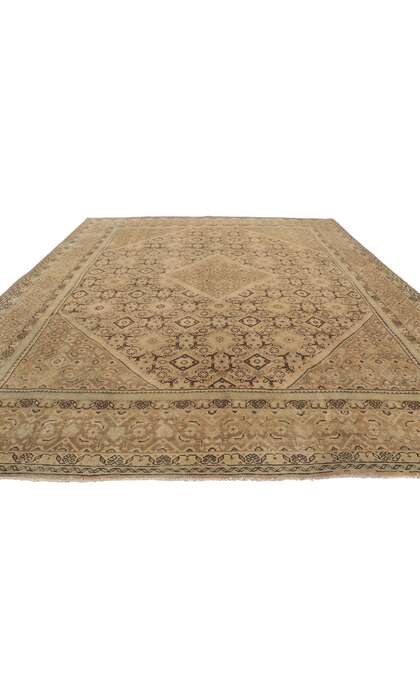 10 x 13 Vintage Brown Persian Mahal Rug 53729