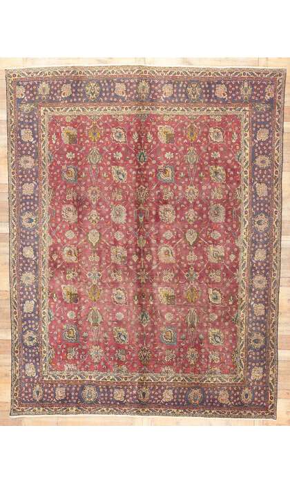 10 x 13 Vintage Persian Tabriz Rug 74331