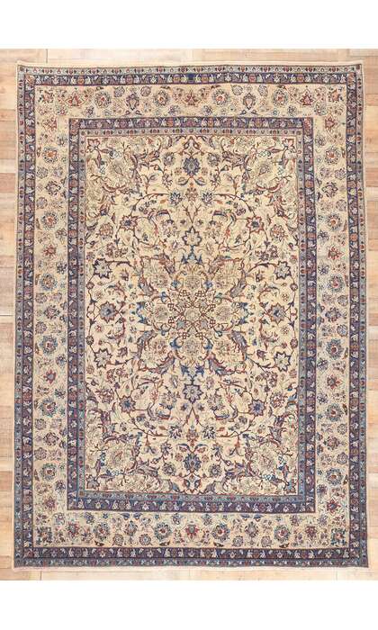 10 x 14 Vintage Persian Yazd Rug 76490