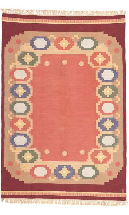 8 x 12 Anna Johanna Angstrom Vintage Swedish Rollakan Rug 77403