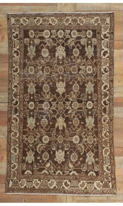 4 x 7 Antique Brown Persian Malayer Rug 60971
