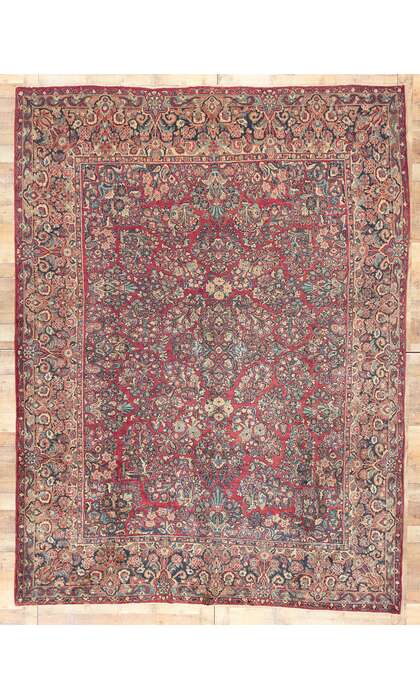 9 x 12 Antique Persian Sarouk Rug 73369