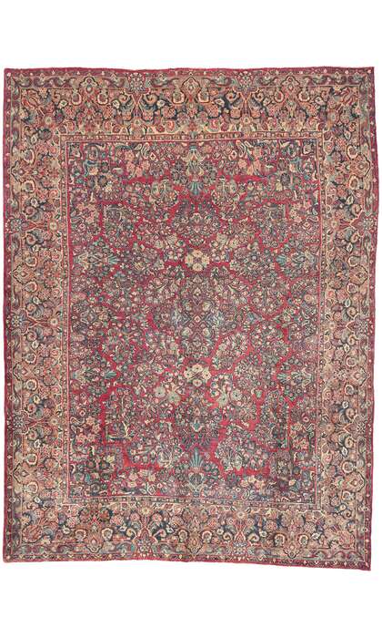 9 x 12 Antique Persian Sarouk Rug 73369