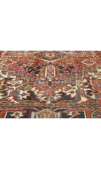 8 x 11 Antique-Worn Persian Heriz Rug 76753