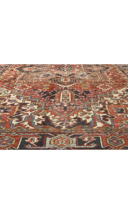 8 x 11 Antique-Worn Persian Heriz Rug 76753