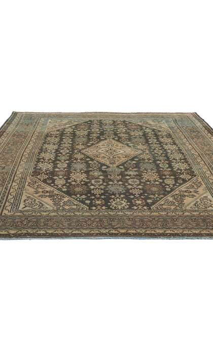 7 x 10 Earth-Tone Vintage Persian Hamadan Rug 61007