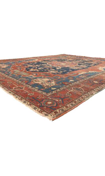 10 x 13 Antique-Worn Persian Serapi Rug 78547