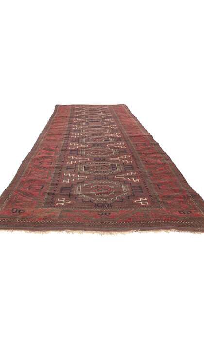 ​4 x 12 Antique Turkoman Afghan Rug Runner 78673