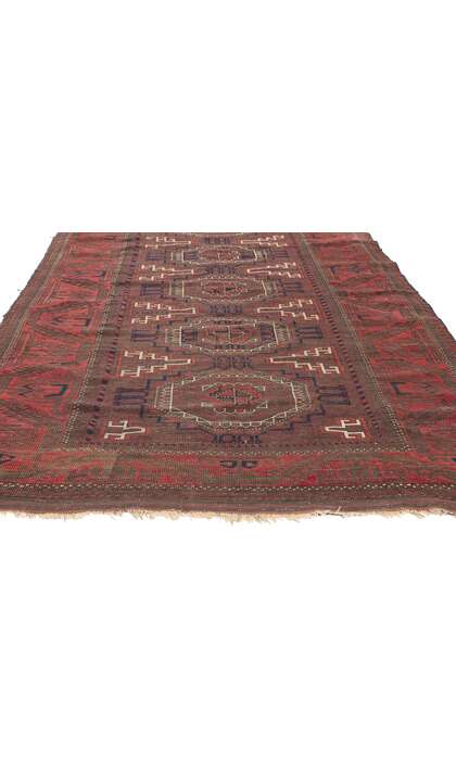 ​4 x 12 Antique Turkoman Afghan Rug Runner 78673