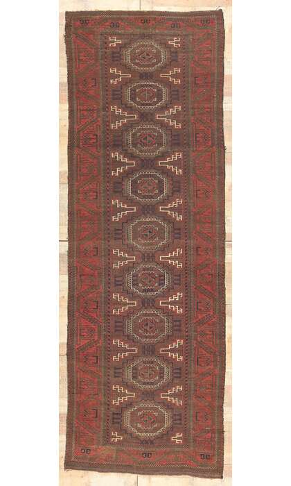 ​4 x 12 Antique Turkoman Afghan Rug Runner 78673