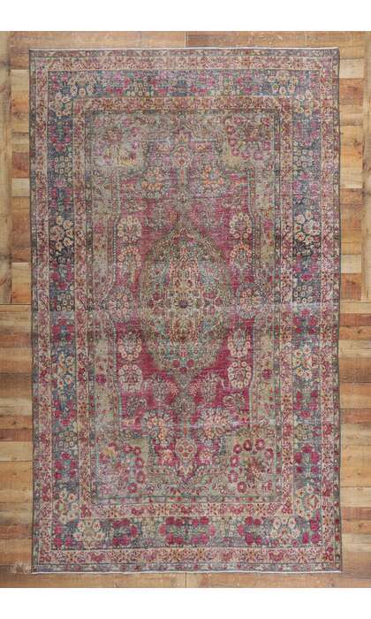 6 x 11 Antique-Worn Persian Kerman Rug 61013
