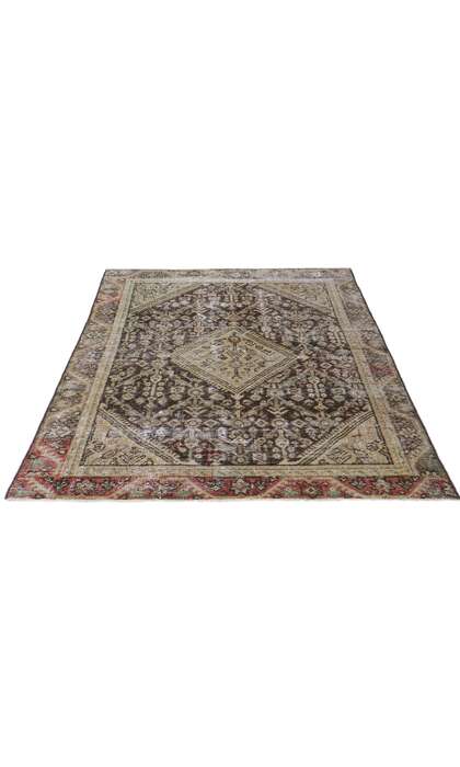 4 x 9 Antique-Worn Persian Mahal Rug 60999
