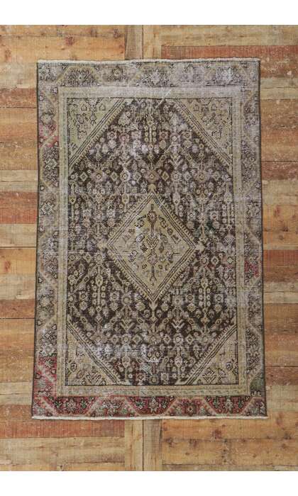4 x 9 Antique-Worn Persian Mahal Rug 60999