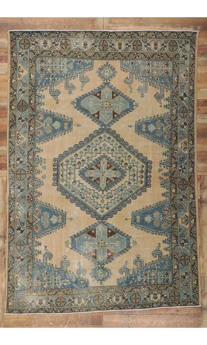 7 x 11 Vintage-Worn Persian Viss Rug 61019