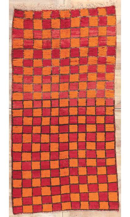 5 x 10 Reversible Orange and Red Vintage Moroccan Rug 20532