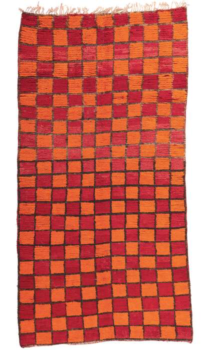 5 x 10 Reversible Orange and Red Vintage Moroccan Rug 20532