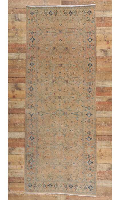 4 x 11 Vintage Persian Tabriz Rug Earth-Tone Colors 61012