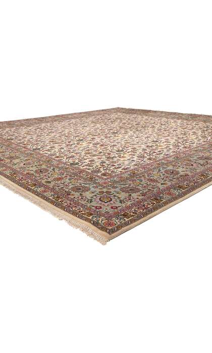 ​​10 x 10 Vintage Ivory Persian Tabriz Rug 78676​