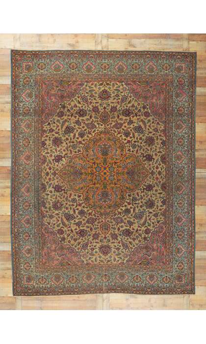9 x 12 Antique-Worn Persian Kerman Rug 78297