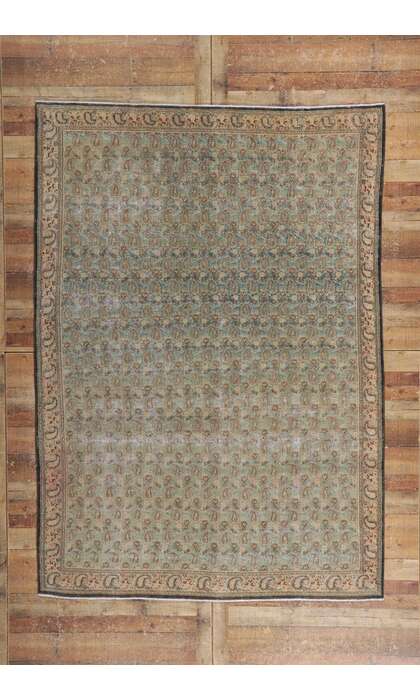 7 x 9 Distressed Vintage Persian Qum Rug 61004
