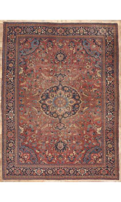 ​9 x 12 Antique Persian Serapi Rug 78709