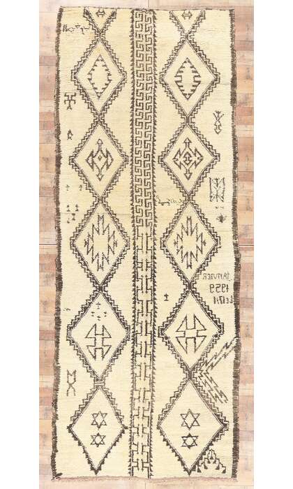6 x 14 Vintage Judaica Moroccan Beni Ourain Rug 20046