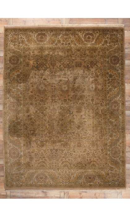 ​9 x 12 Earth-Tone Vintage Brown Indian Rug 78625​