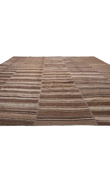 10 x 14 Brown Vintage Turkish Striped Kilim Rug 60632