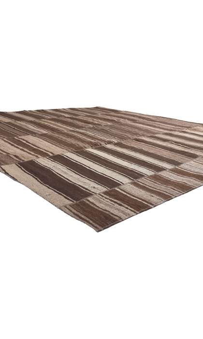 10 x 9 Brown Vintage Striped Turkish Kilim Rug 60634