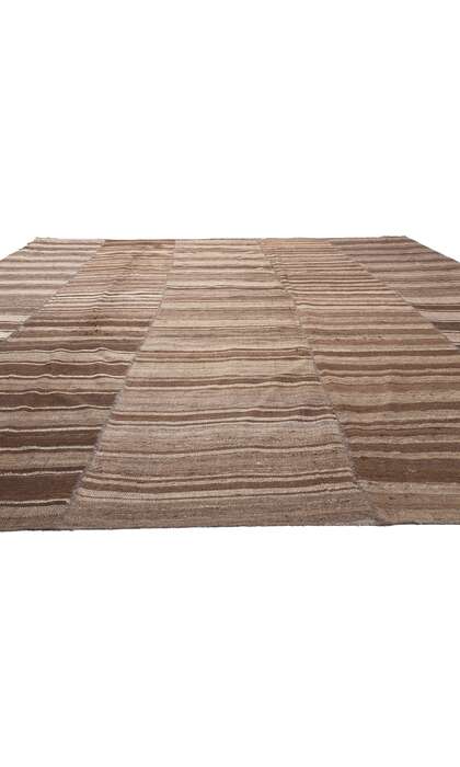 11 x 14 Brown Vintage Turkish Striped Kilim Rug 60631