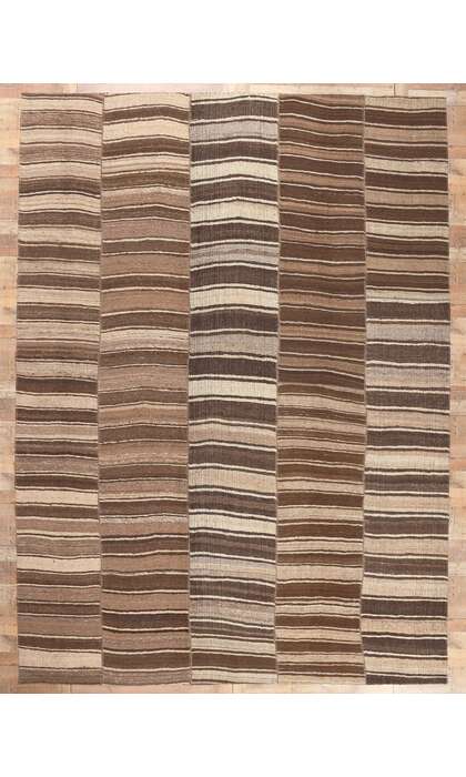 11 x 14 Brown Vintage Striped Turkish Kilim Rug 60633