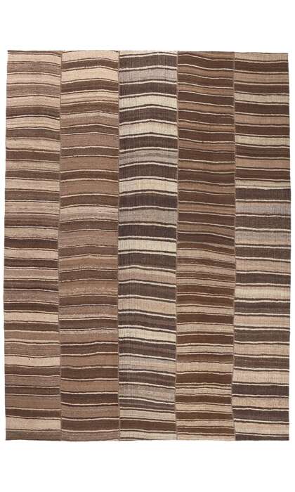 11 x 14 Brown Vintage Striped Turkish Kilim Rug 60633