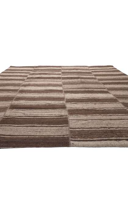 9 x 11 Brown Vintage Striped Turkish Kilim Rug 60638