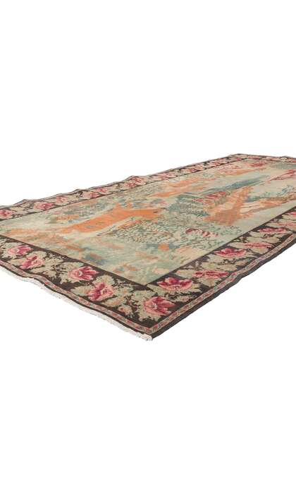 ​5 x 9 Vintage Caucasian Karabagh Pictorial Rug 78707