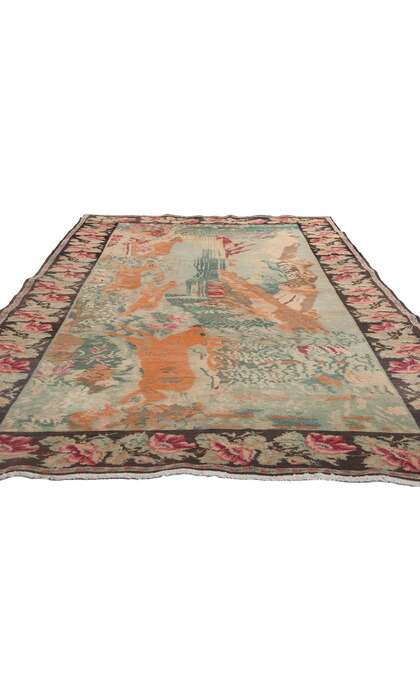 ​5 x 9 Vintage Caucasian Karabagh Pictorial Rug 78707