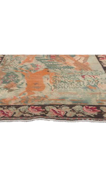 ​5 x 9 Vintage Caucasian Karabagh Pictorial Rug 78707