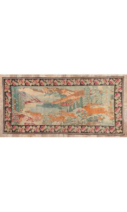 ​5 x 9 Vintage Caucasian Karabagh Pictorial Rug 78707