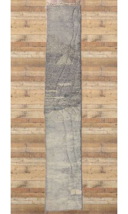 3 x 18 Extra-Long Modern Gray Moroccan Rug Runner 78685