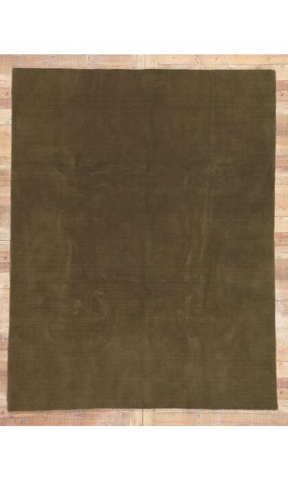 7 x 9 Solid Olive Green Modern Rug 30927