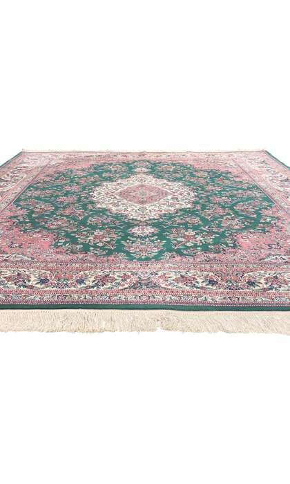 ​​8 x 10 Pink and Green Vintage Chinese Tabriz Rug 78669​