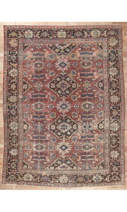 ​11 x 14 Distressed Antique Persian Mahal Rug 78710