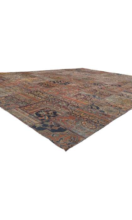 ​10 x 13 Vintage-Worn Persian Mahal Patchwork Rug 78601