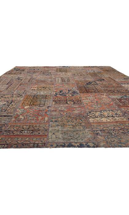 ​10 x 13 Vintage-Worn Persian Mahal Patchwork Rug 78601