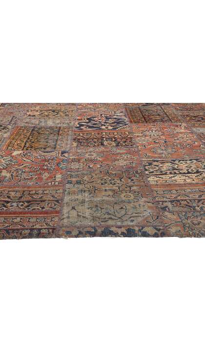 ​10 x 13 Vintage-Worn Persian Mahal Patchwork Rug 78601